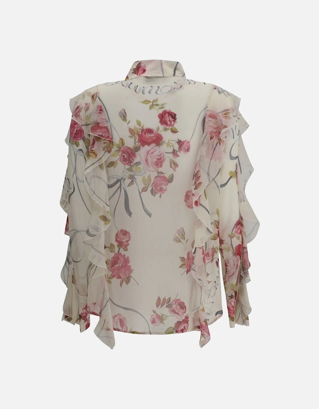 Floral Silk Chiffon Ruffled Shirt Women - Multicolor
