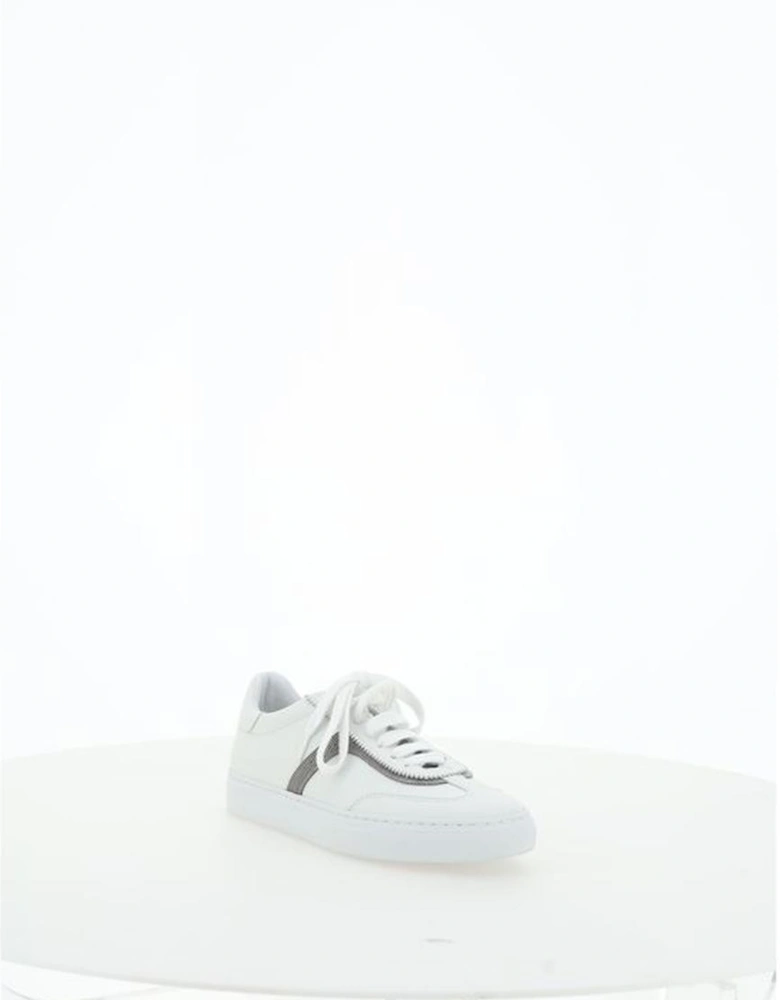 Leather Sneakers with Jewel Embellished Pattern Women - White