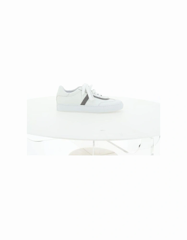 Leather Sneakers with Jewel Embellished Pattern Women - White