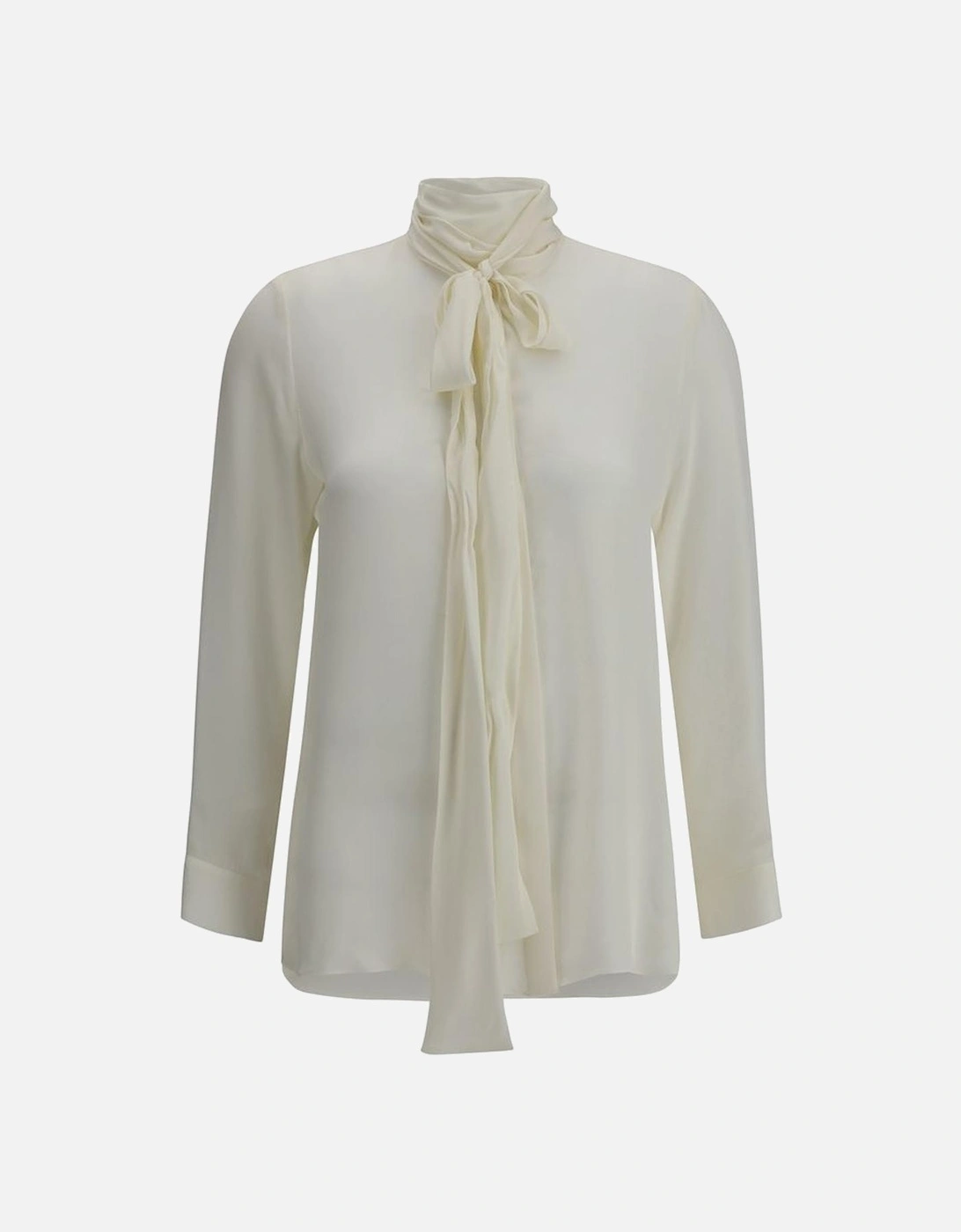 Tash Silk Shirt with Self-Tie Sash Collar Women - White, 4 of 3
