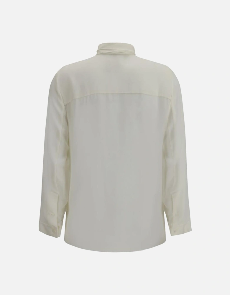 Tash Silk Shirt with Self-Tie Sash Collar Women - White