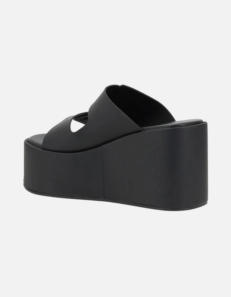 Wedge Sandals with Platform Sole and Bold Straps Women - Black