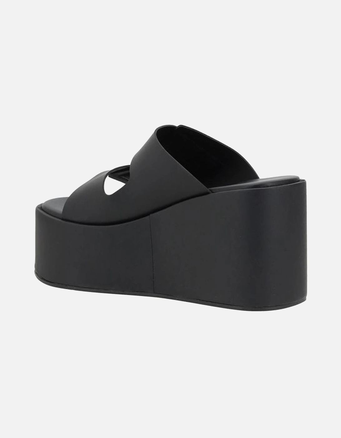 Wedge Sandals with Platform Sole and Bold Straps Women - Black