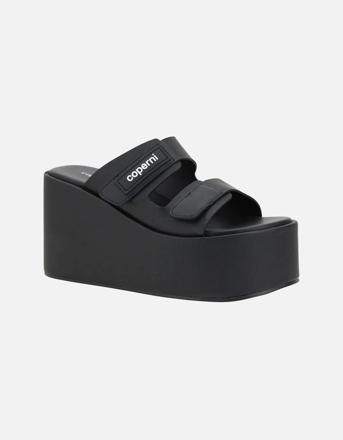 Wedge Sandals with Platform Sole and Bold Straps Women - Black