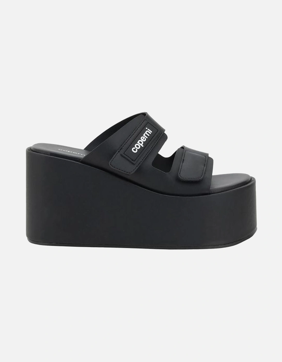 Wedge Sandals with Platform Sole and Bold Straps Women - Black, 5 of 4