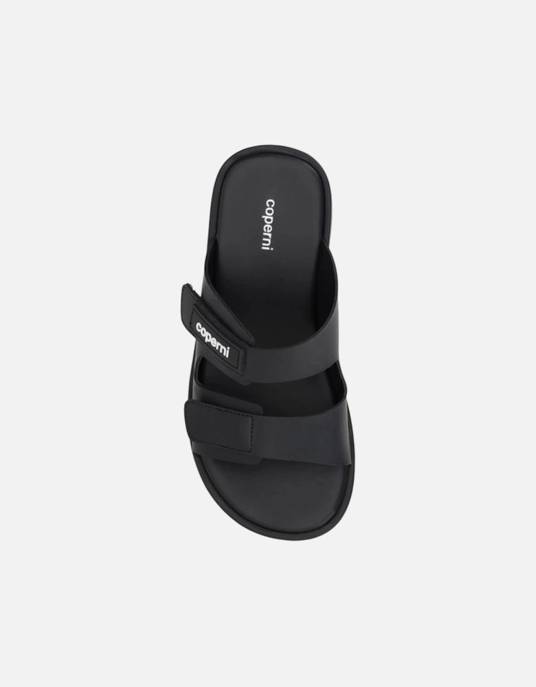 Wedge Sandals with Platform Sole and Bold Straps Women - Black
