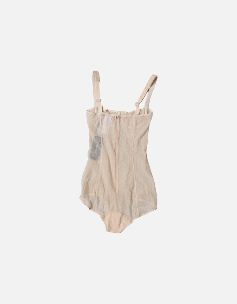 Lightweight Elastic Bodysuit Underwear with Logo Details Women - Beige