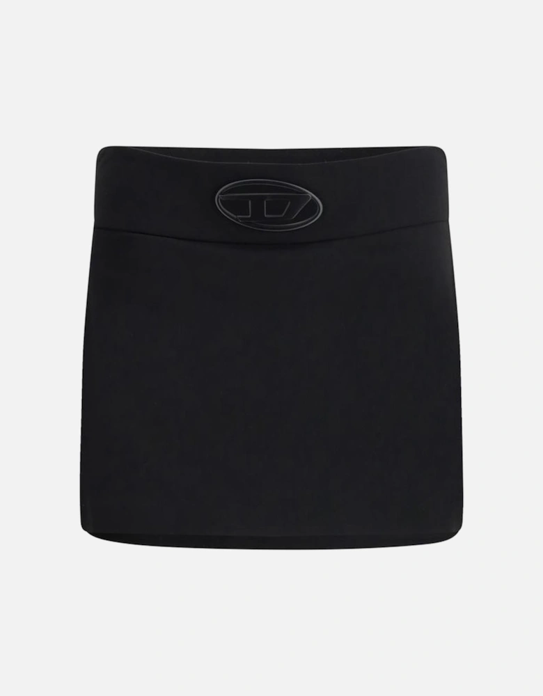 Wide Waistband Miniskirt with Oval D Metal Plaque Women - Black Skirts