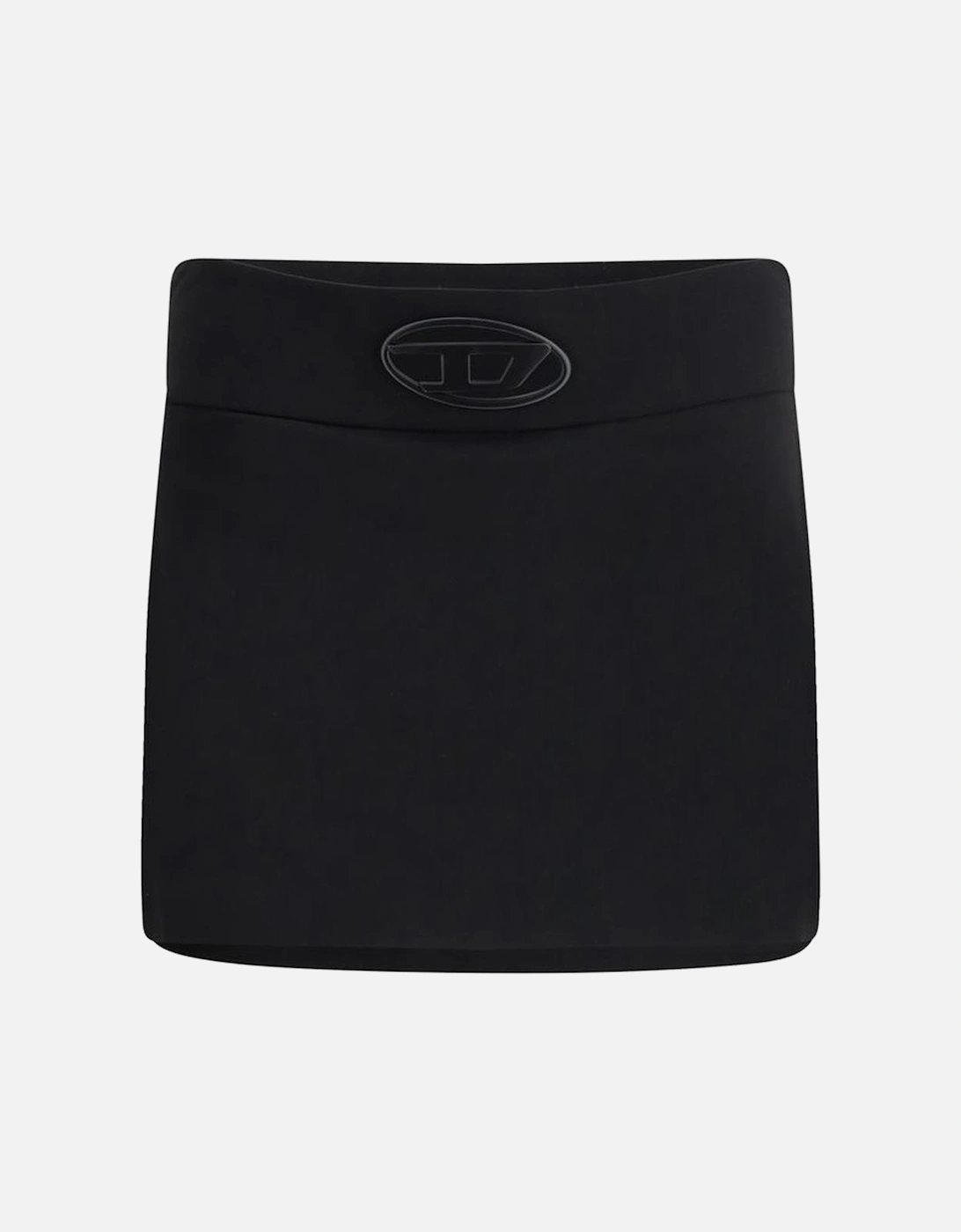 Wide Waistband Miniskirt with Oval D Metal Plaque Women - Black Skirts, 4 of 3