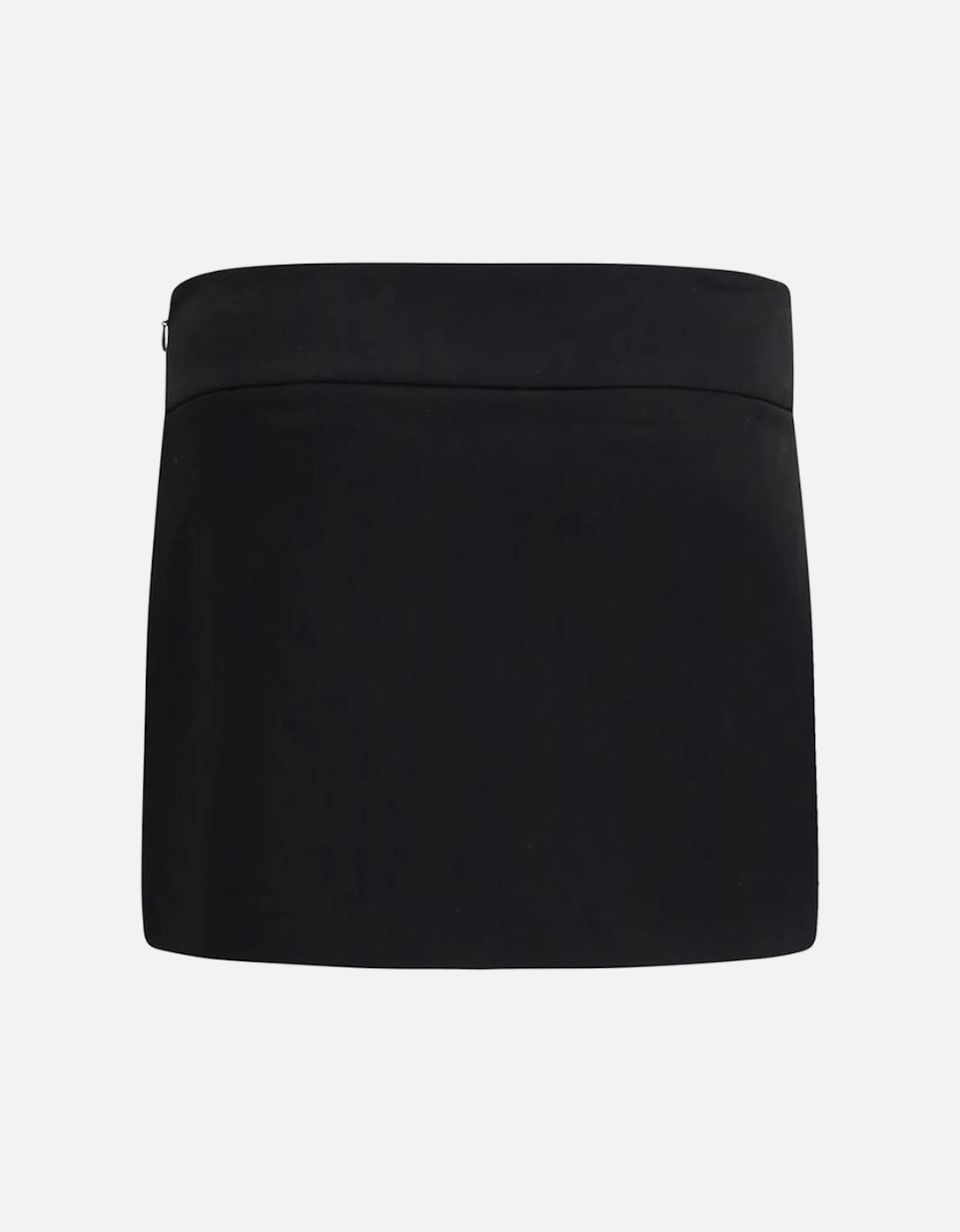 Wide Waistband Miniskirt with Oval D Metal Plaque Women - Black Skirts