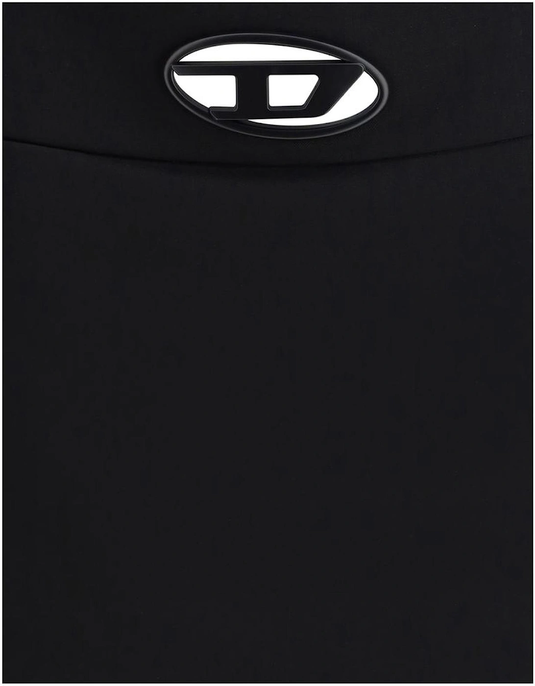 Wide Waistband Miniskirt with Oval D Metal Plaque Women - Black Skirts