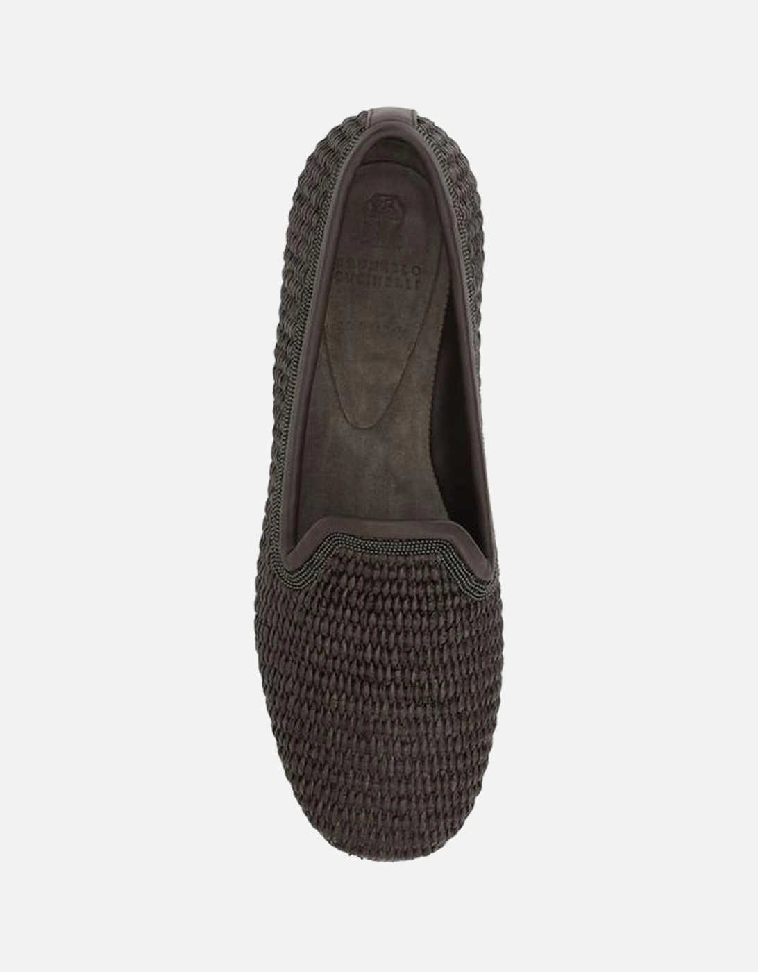 Raffia Loafers with Jewel Embellishments Women - Brown Flats
