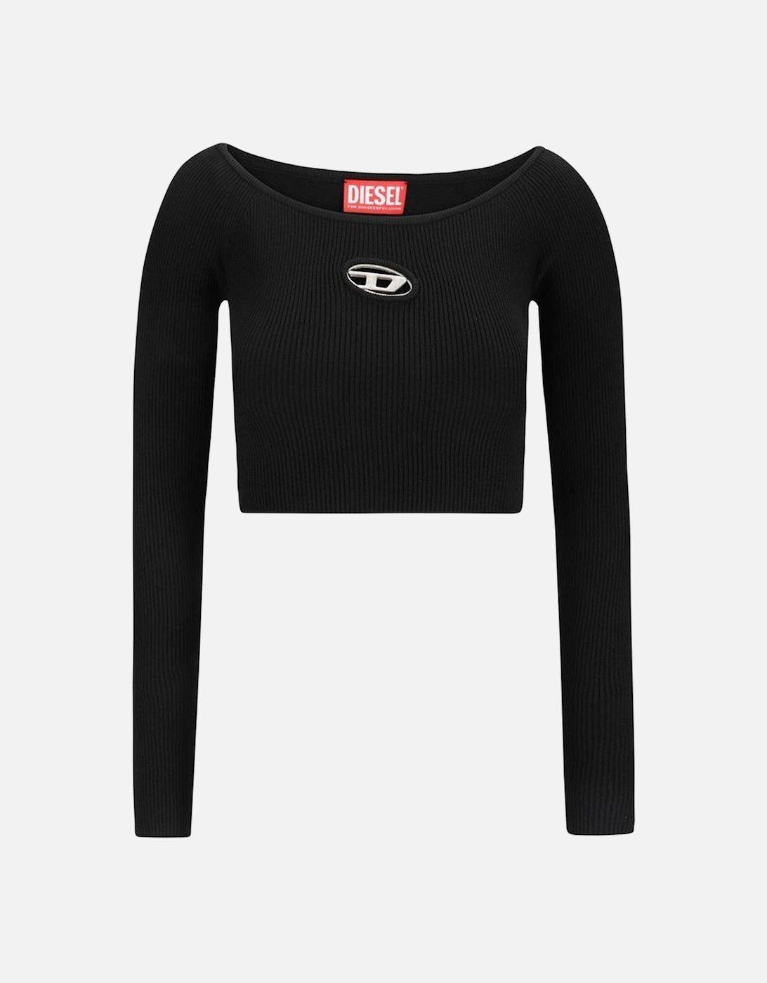 Cropped Ribbed Long Sleeve Top with Cut-Out Detail Women - Black, 4 of 3
