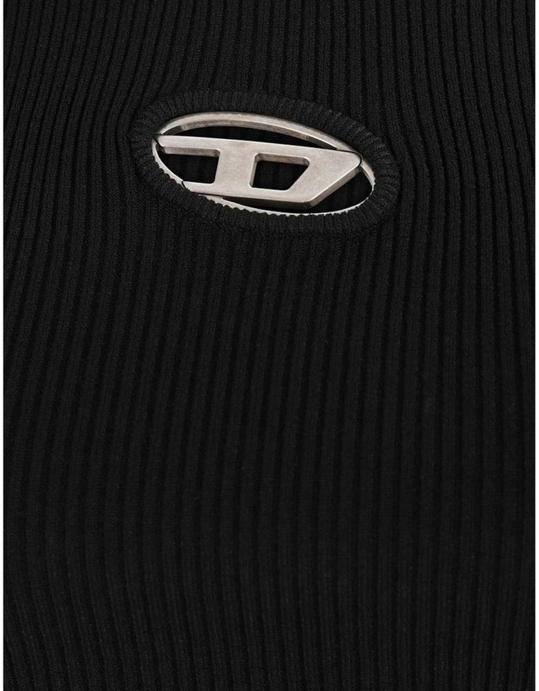 Cropped Ribbed Long Sleeve Top with Cut-Out Detail Women - Black
