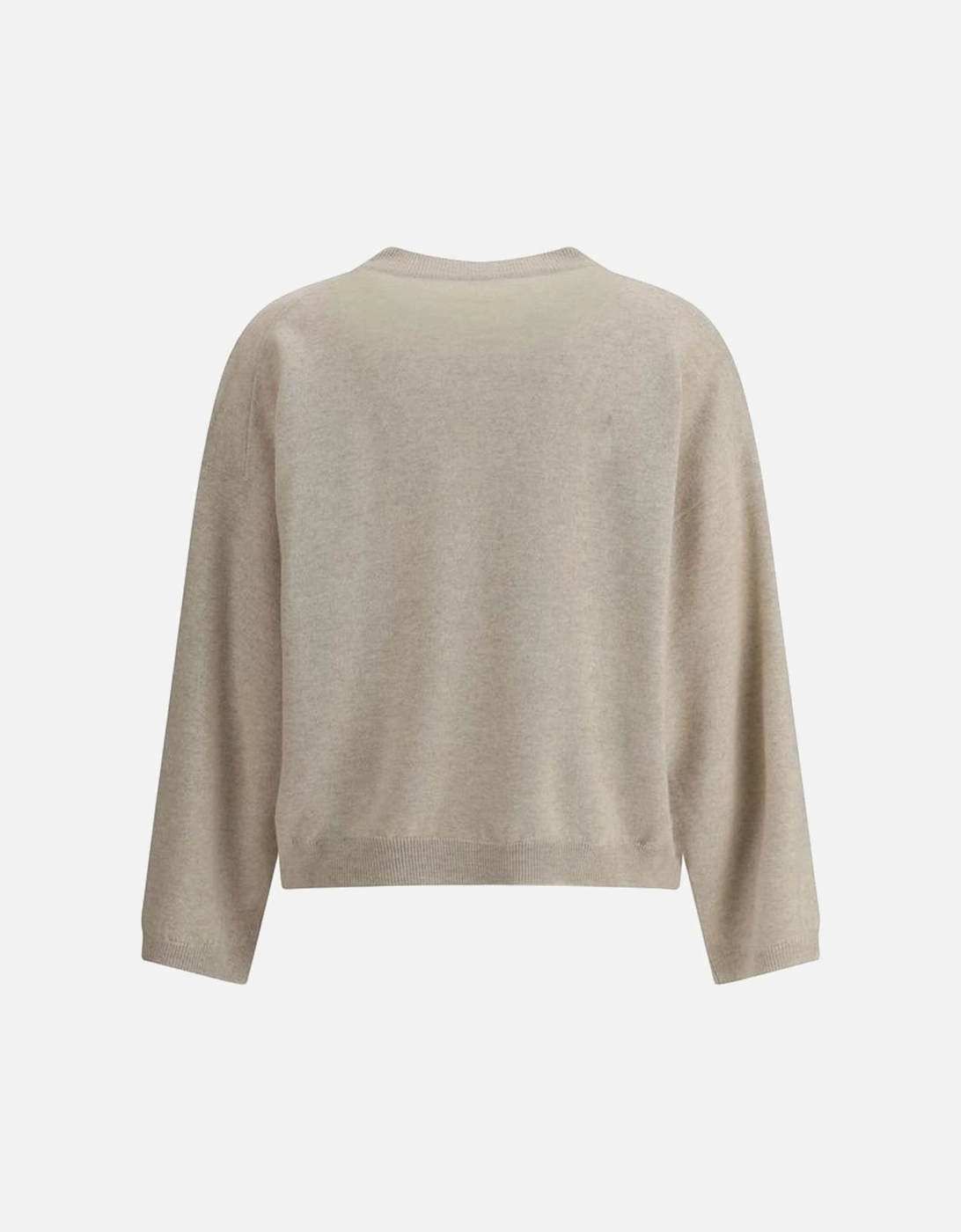Virgin Wool Sweater with Jewel Applique Pocket Women - Beige