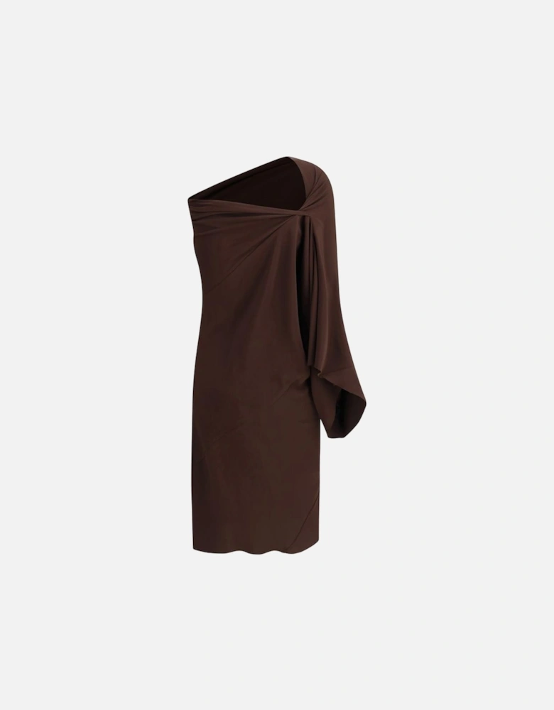 Asymmetrical One-Shoulder Draped Dress Women - Brown Dresses