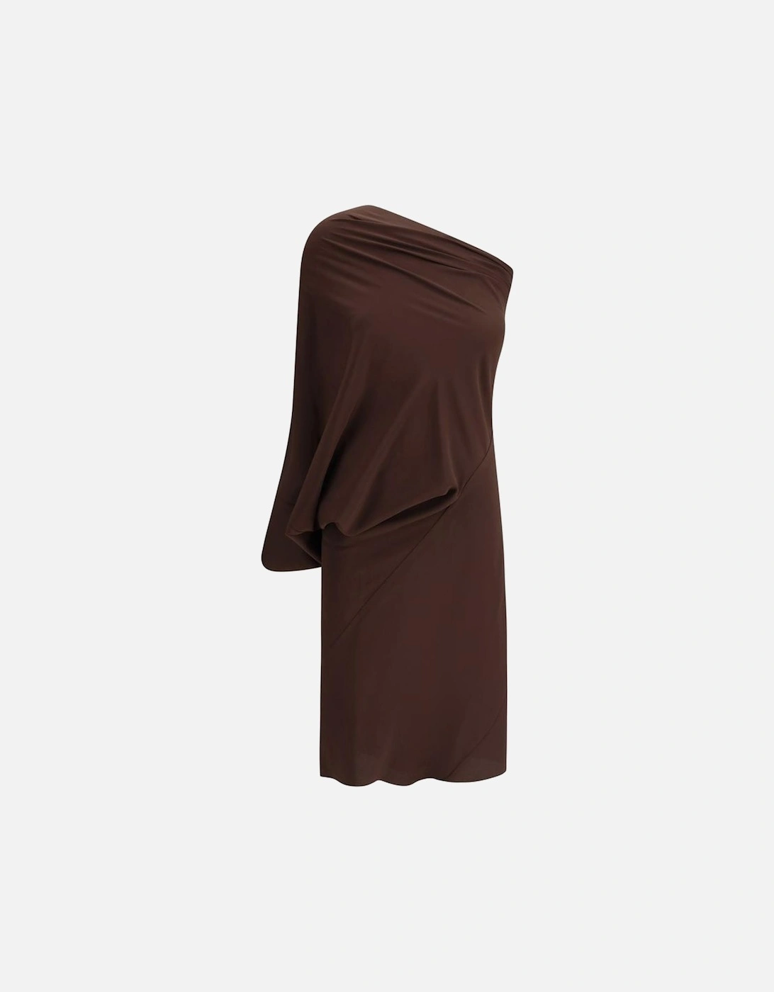 Asymmetrical One-Shoulder Draped Dress Women - Brown Dresses, 4 of 3
