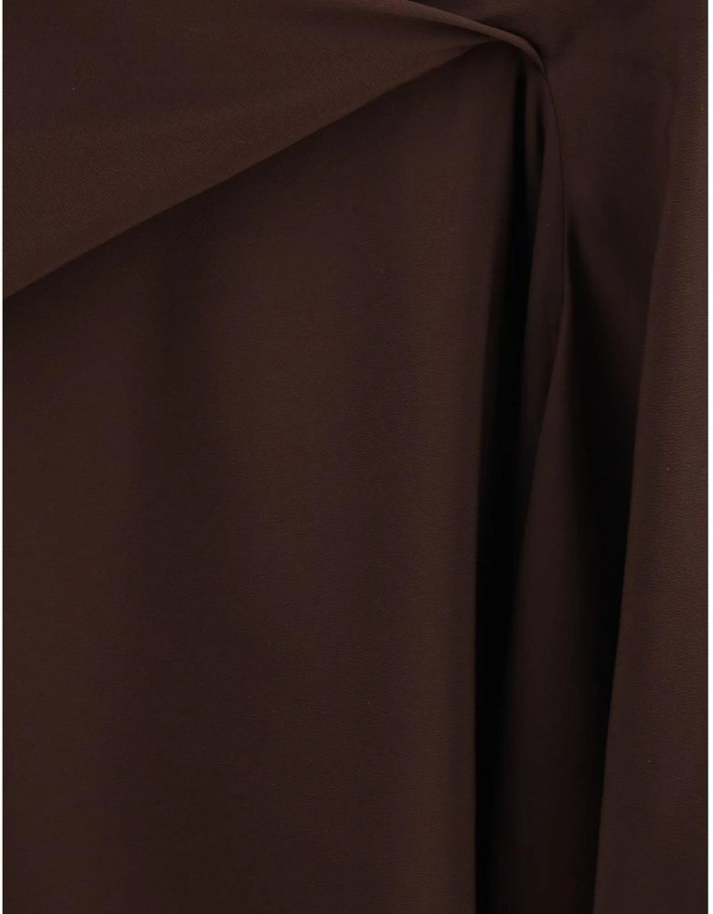 Asymmetrical One-Shoulder Draped Dress Women - Brown Dresses