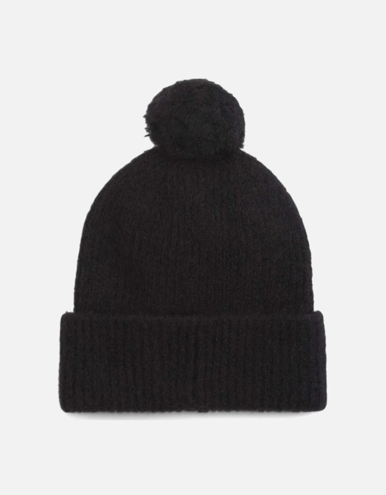 Embroidered Airy Pompom Beanie Women - Black Hats