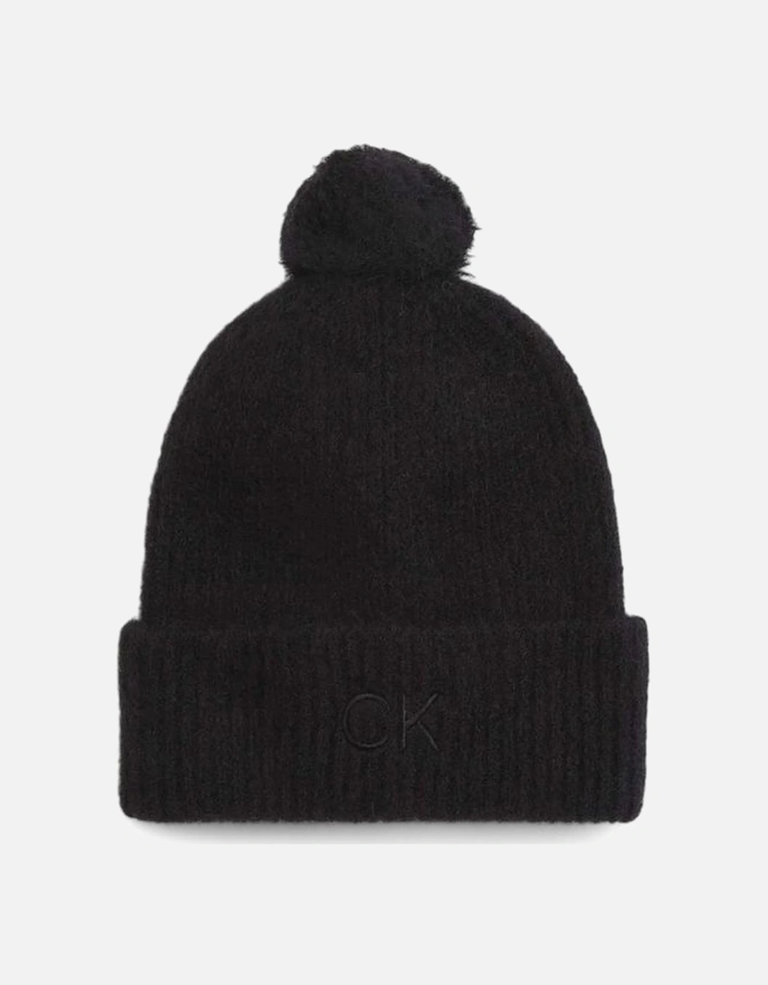 Embroidered Airy Pompom Beanie Women - Black Hats, 4 of 3