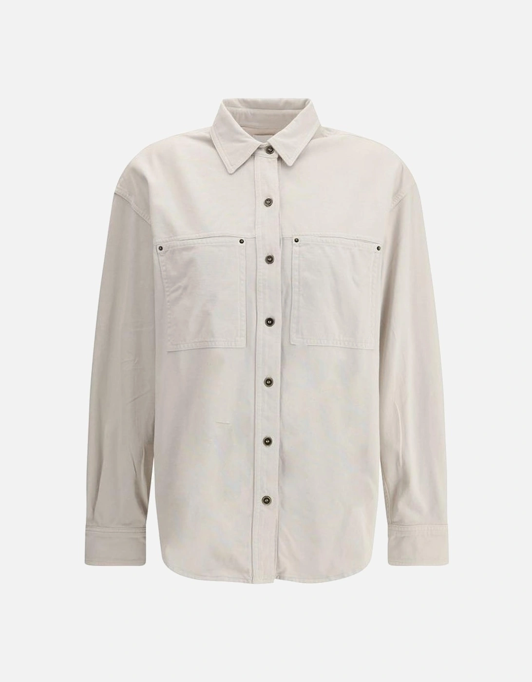 Classic Collar Dropped Shoulder Shirt with Patch Pockets Women - Gray, 4 of 3