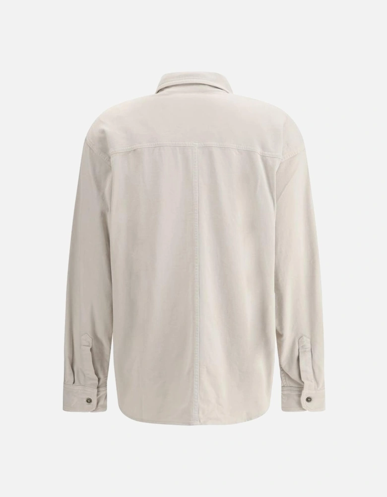 Classic Collar Dropped Shoulder Shirt with Patch Pockets Women - Gray