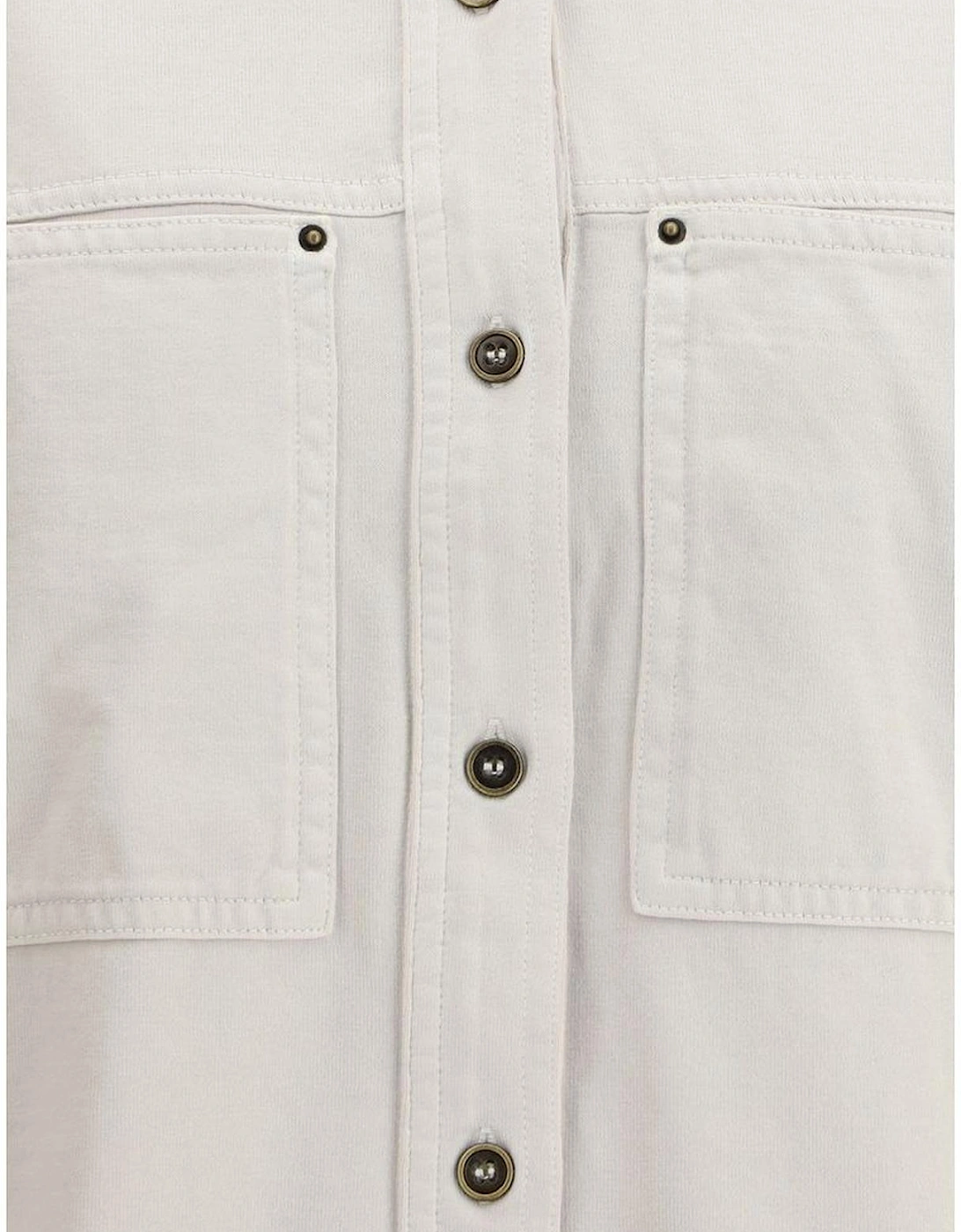 Classic Collar Dropped Shoulder Shirt with Patch Pockets Women - Gray