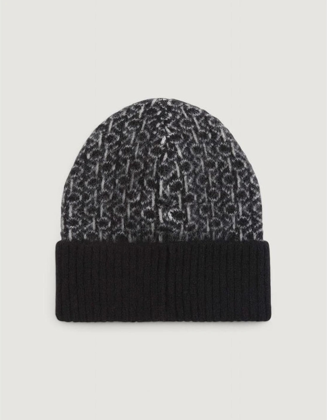 Monogram Fold Turn Up Beanie Women - Black Hats