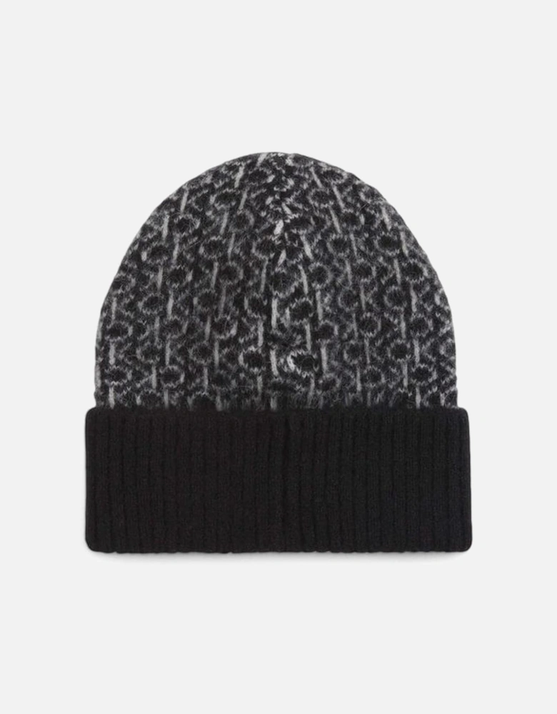 Monogram Fold Turn Up Beanie Women - Black Hats