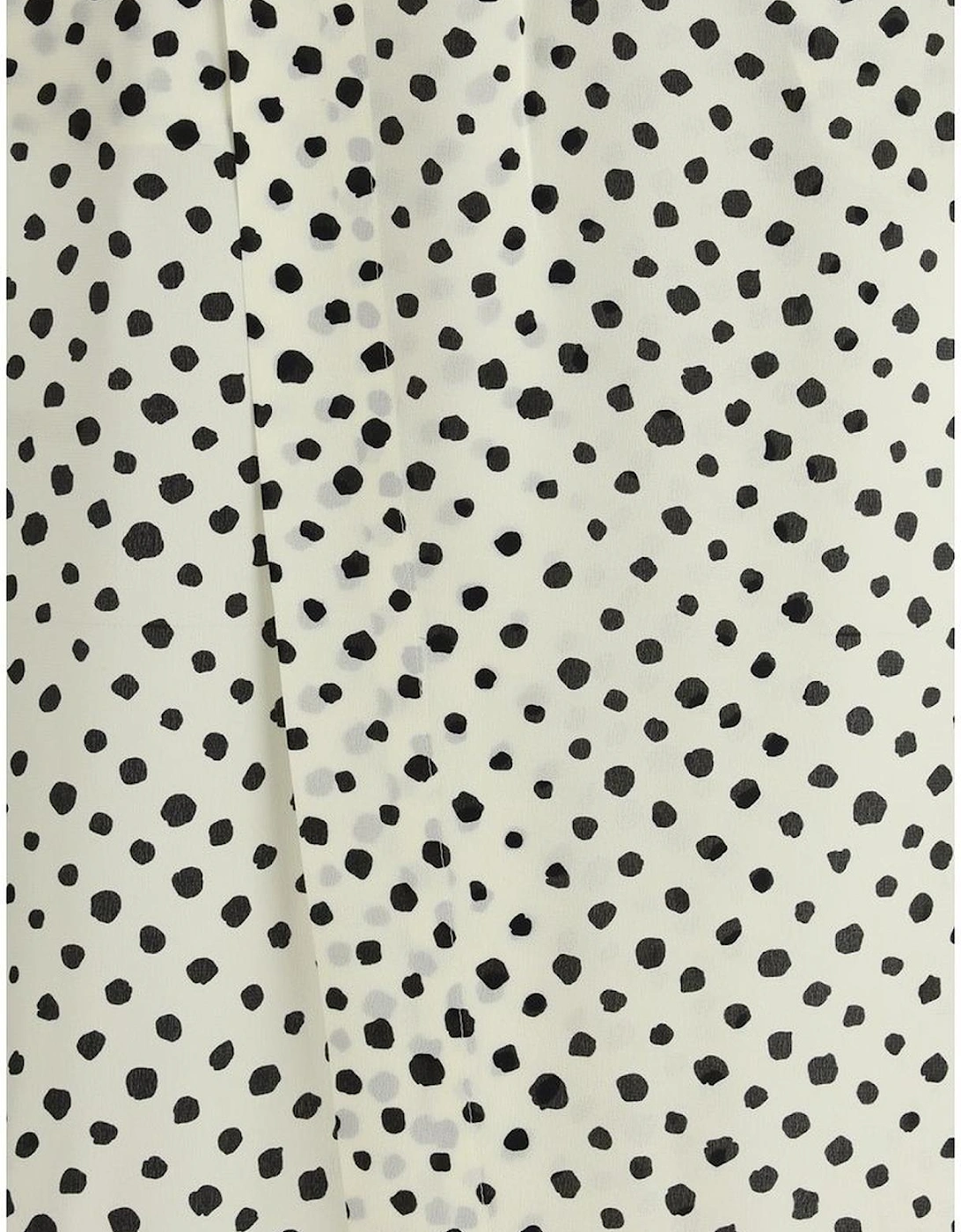 Silk Polka Dot Long Dress with Button Cuffs Women - Multicolor Dresses