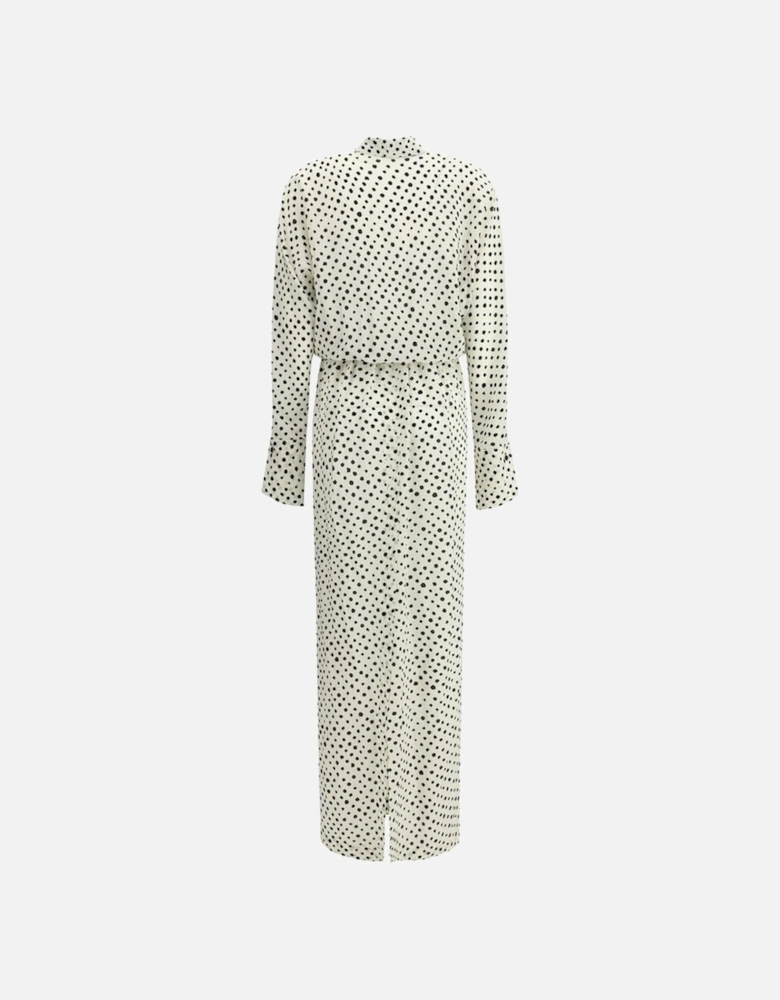 Silk Polka Dot Long Dress with Button Cuffs Women - Multicolor Dresses