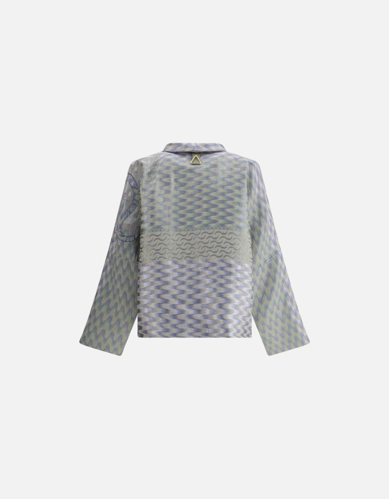Hemp Jacket with French Collar and Welt Pockets Women - Multicolor