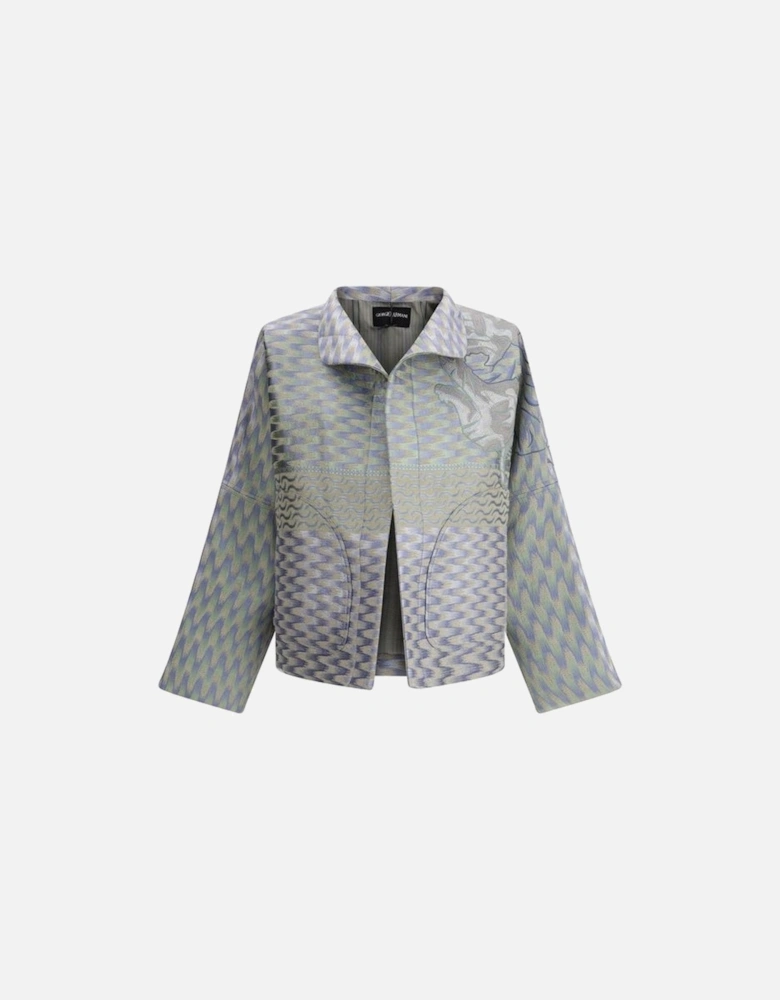 Hemp Jacket with French Collar and Welt Pockets Women - Multicolor