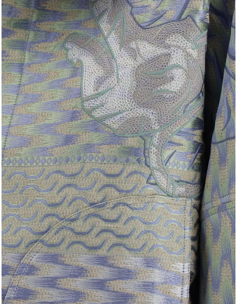 Hemp Jacket with French Collar and Welt Pockets Women - Multicolor