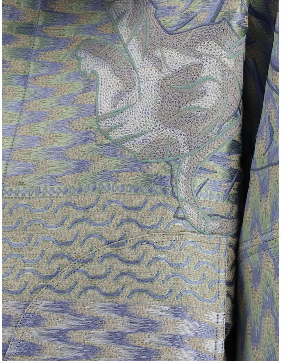 Hemp Jacket with French Collar and Welt Pockets Women - Multicolor