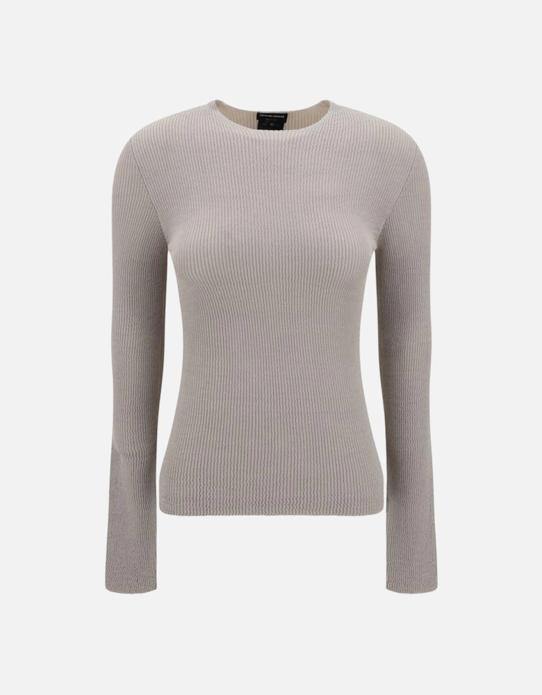Ribbed Design Tight Fit Sweater Women - Beige
