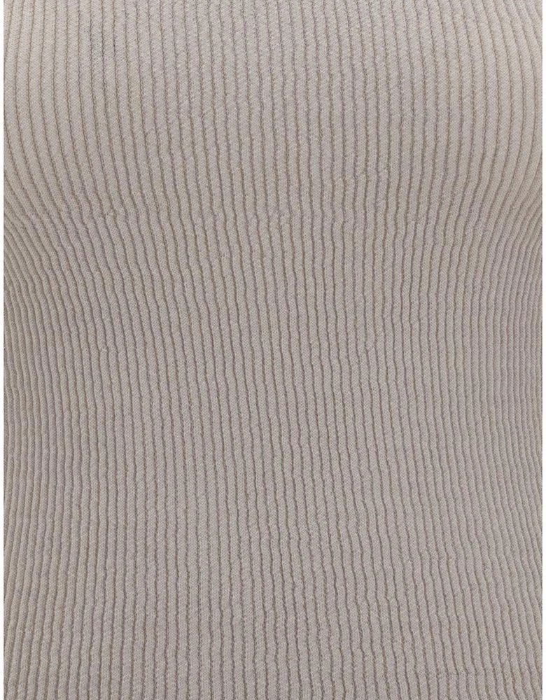 Ribbed Design Tight Fit Sweater Women - Beige