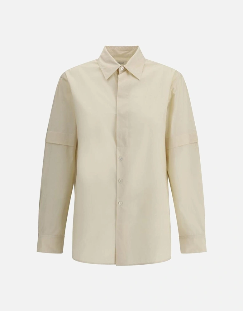 Elegant Cotton Shirt with Modern Sleeve Slits Women - Cream