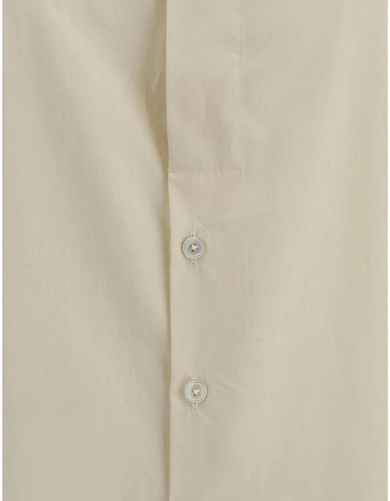 Elegant Cotton Shirt with Modern Sleeve Slits Women - Cream