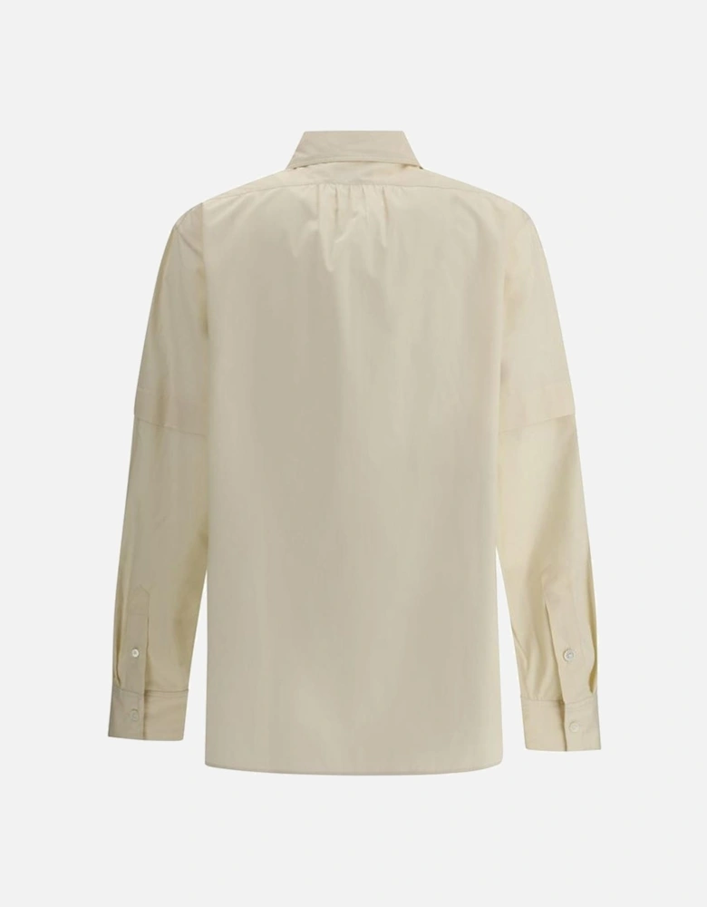 Elegant Cotton Shirt with Modern Sleeve Slits Women - Cream