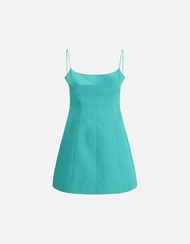 Duchesse Satin Short Dress with Thin Straps Women - Green Dresses
