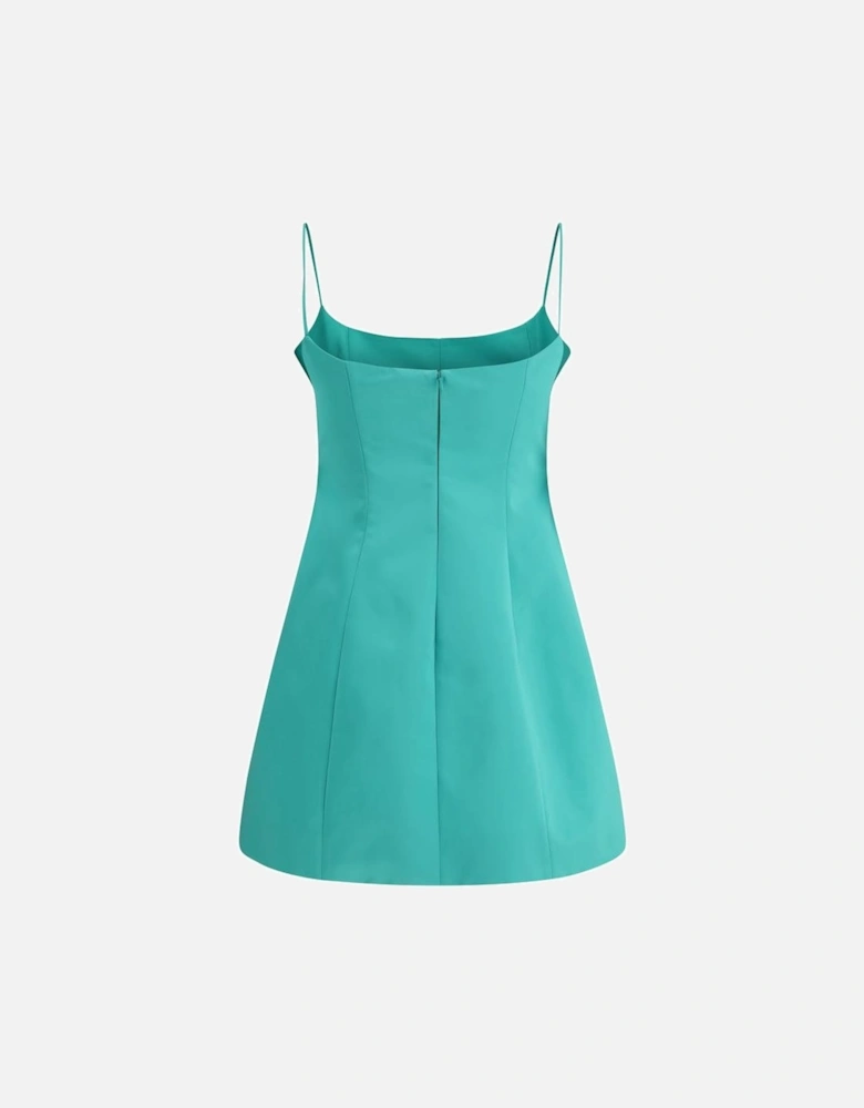 Duchesse Satin Short Dress with Thin Straps Women - Green Dresses