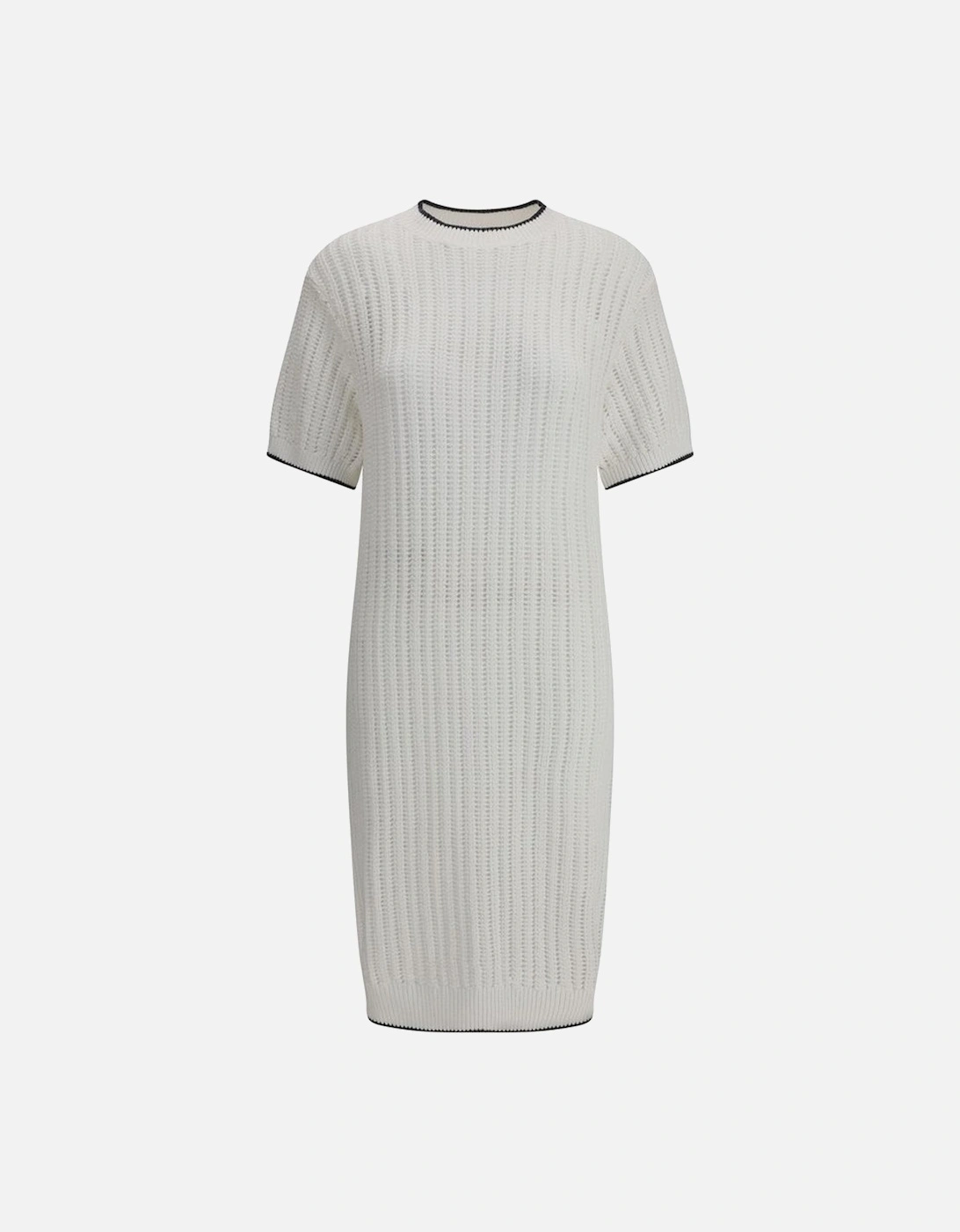 Ribbed Crew Neck Short-Sleeved Midi Dress Women - White Dresses, 4 of 3