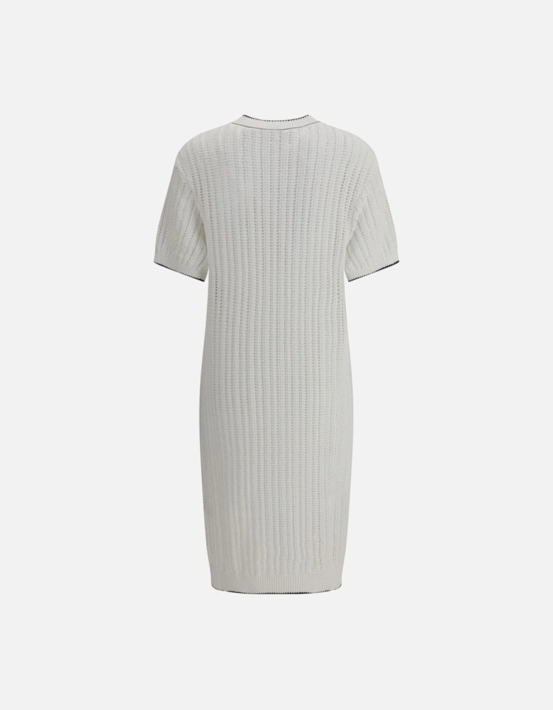 Ribbed Crew Neck Short-Sleeved Midi Dress Women - White Dresses