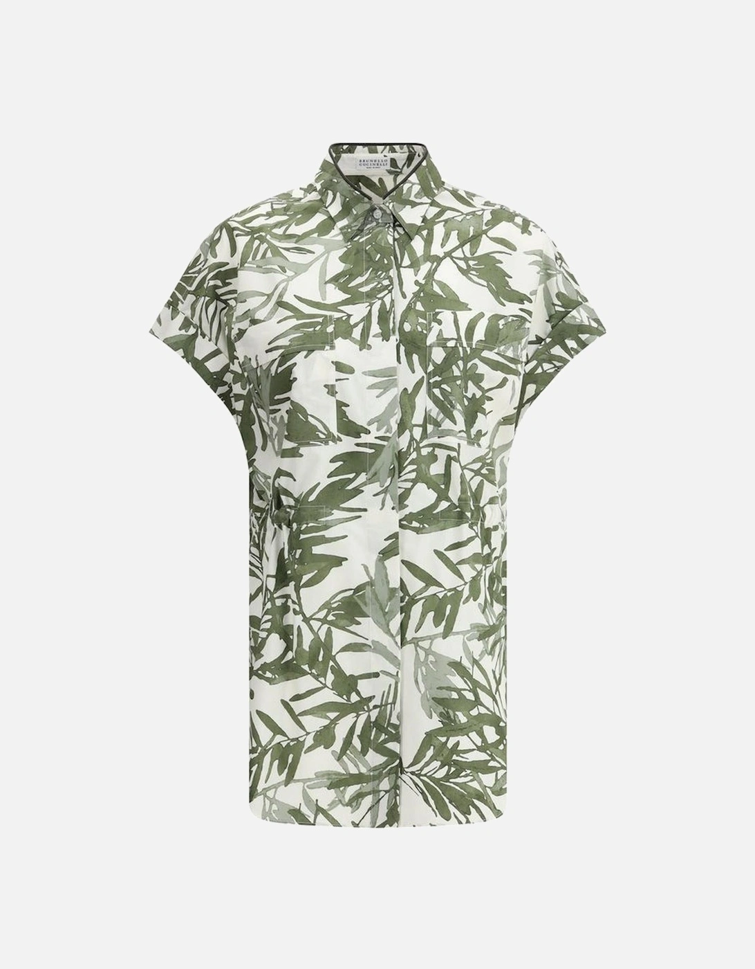 Long Shirt with Bead Collar and Leaf Print Women - Multicolor, 4 of 3
