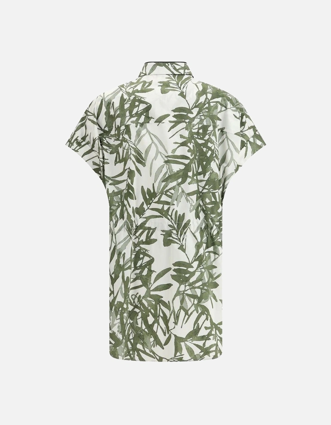 Long Shirt with Bead Collar and Leaf Print Women - Multicolor