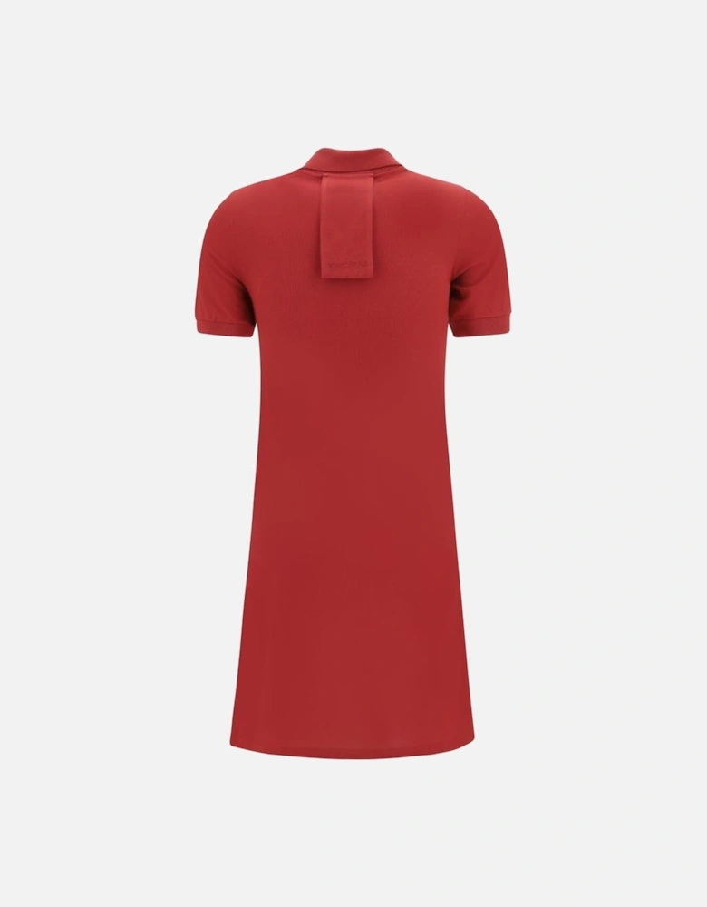 Cotton Polo Shirt Style Dress with Embroidered Logo Women Dresses