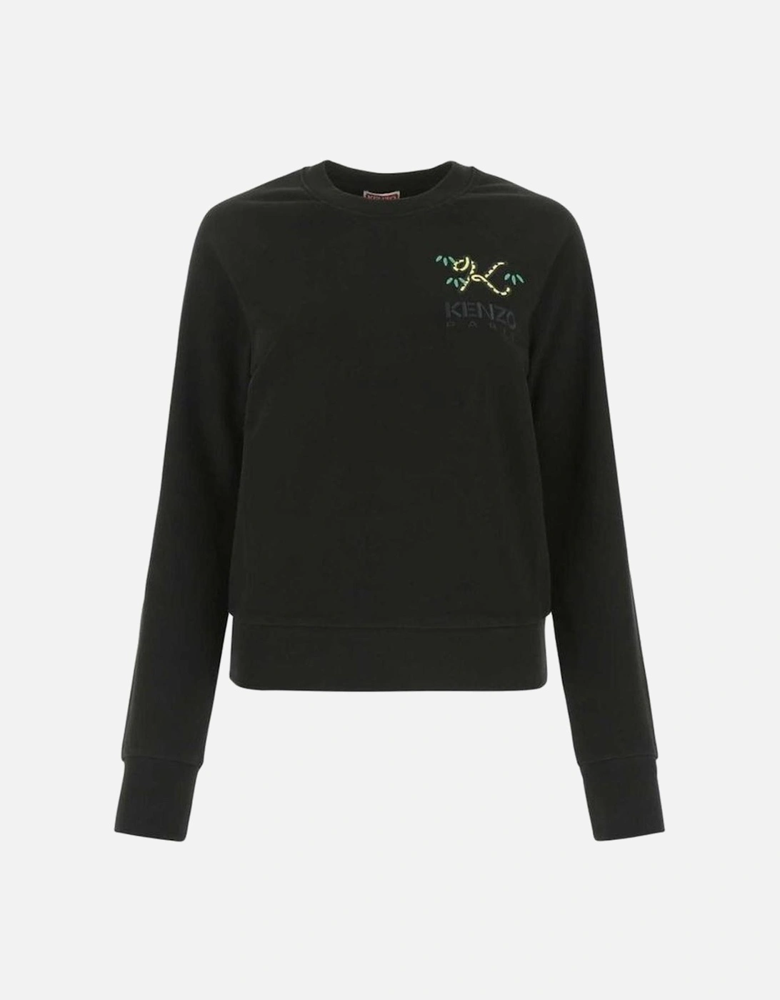 Ribbed Knit Sweater with Embroidered Logo Women - Black, 3 of 2