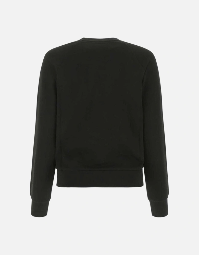 Ribbed Knit Sweater with Embroidered Logo Women - Black