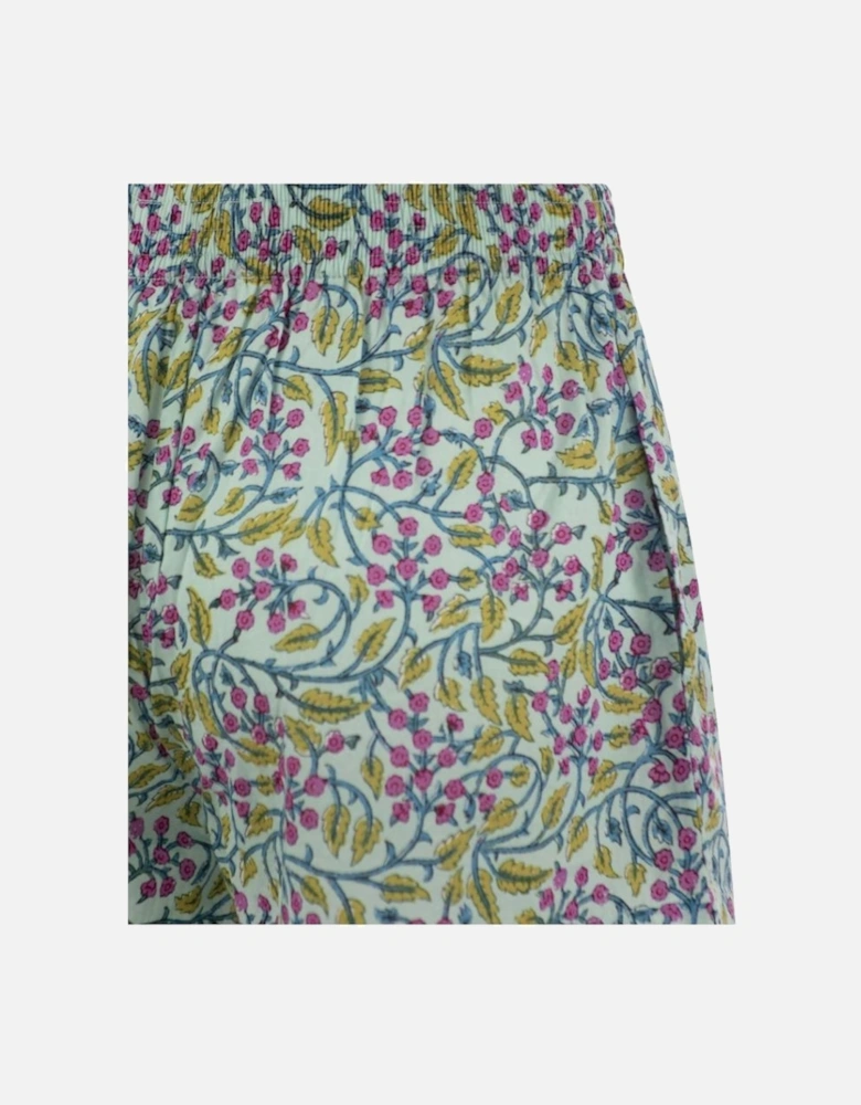 Floral Print Cotton Shorts Women - Green